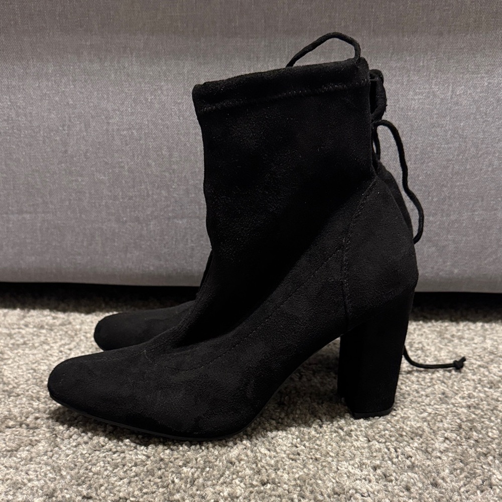 BAMBOO Black Heeled Boots